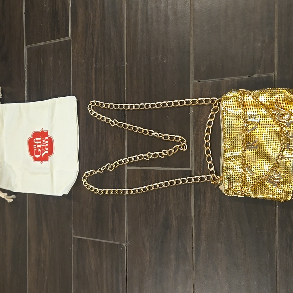 True Religion Gold Mesh Convertible Belt/Crossbody Bag NWOT - Picture 6 of 9